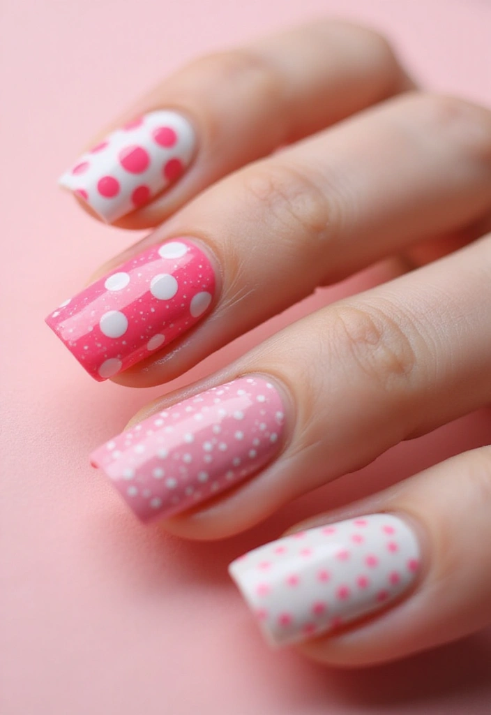20 Cute Pink and White Polka Dot Nail Designs That Will Brighten Your Day! - 18. Customizable Polka Dot Patterns