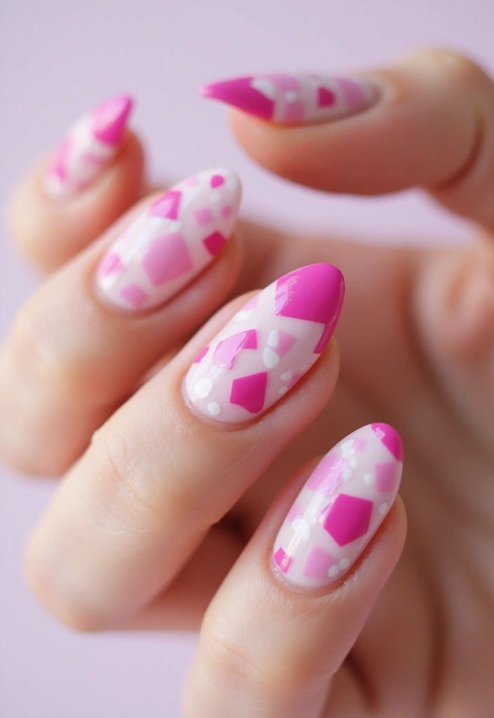 20 Cute Pink and White Polka Dot Nail Designs That Will Brighten Your Day! - 6. Geometric Polka Dots