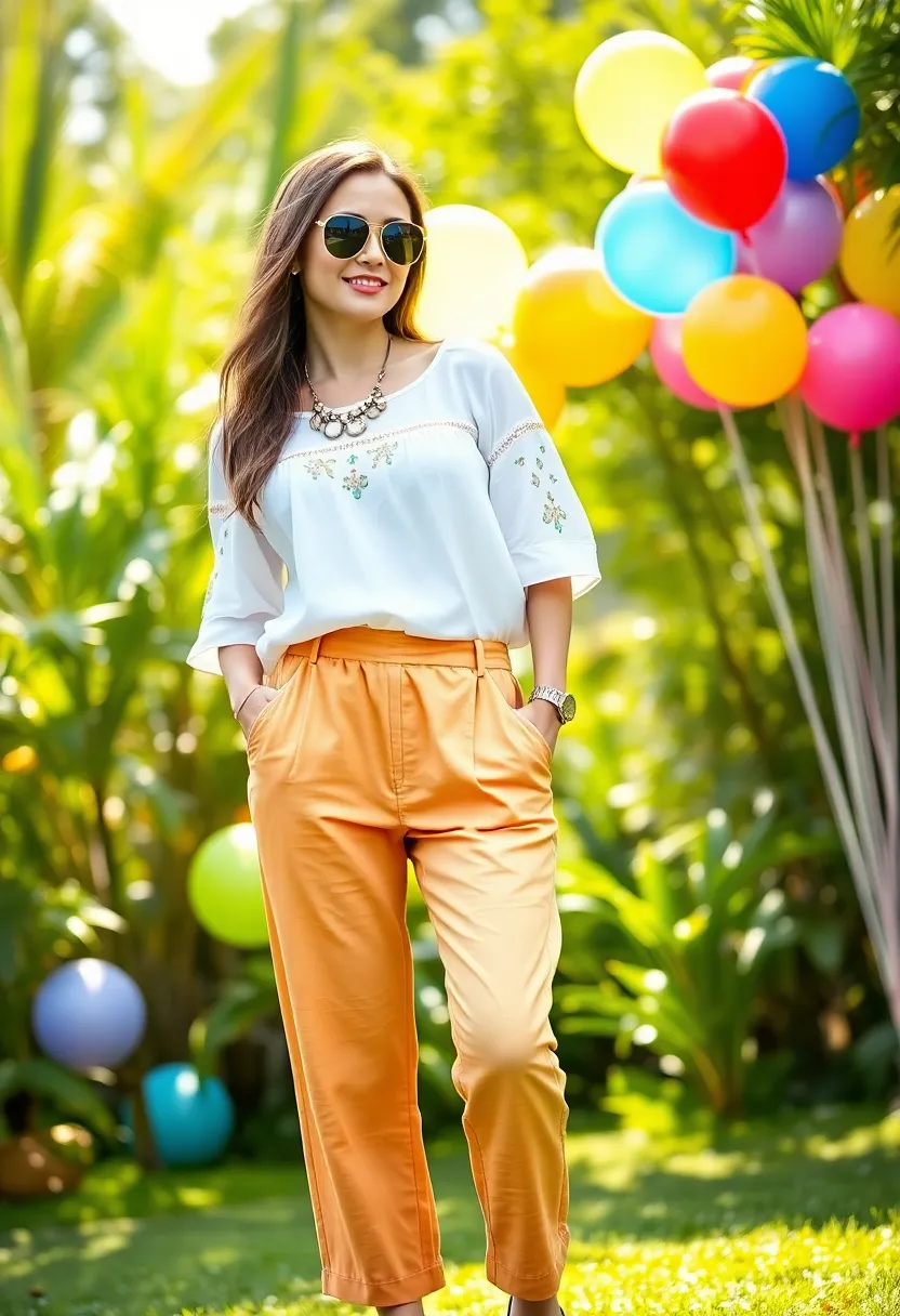 20 Effortlessly Chic Birthday Outfit Ideas That'll Make You Shine All Day! - 6. Bright Colored Cropped Pants