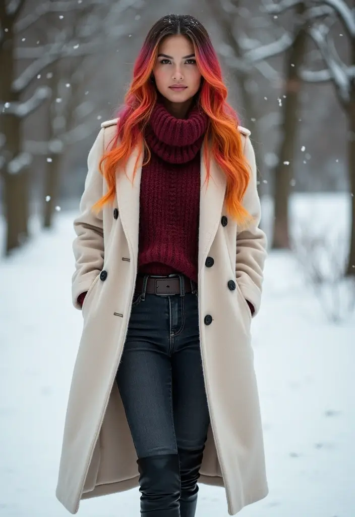 20 Trendy Winter Hairstyles for 2025 That Will Turn Heads Everywhere! - 14. Colorful Highlights