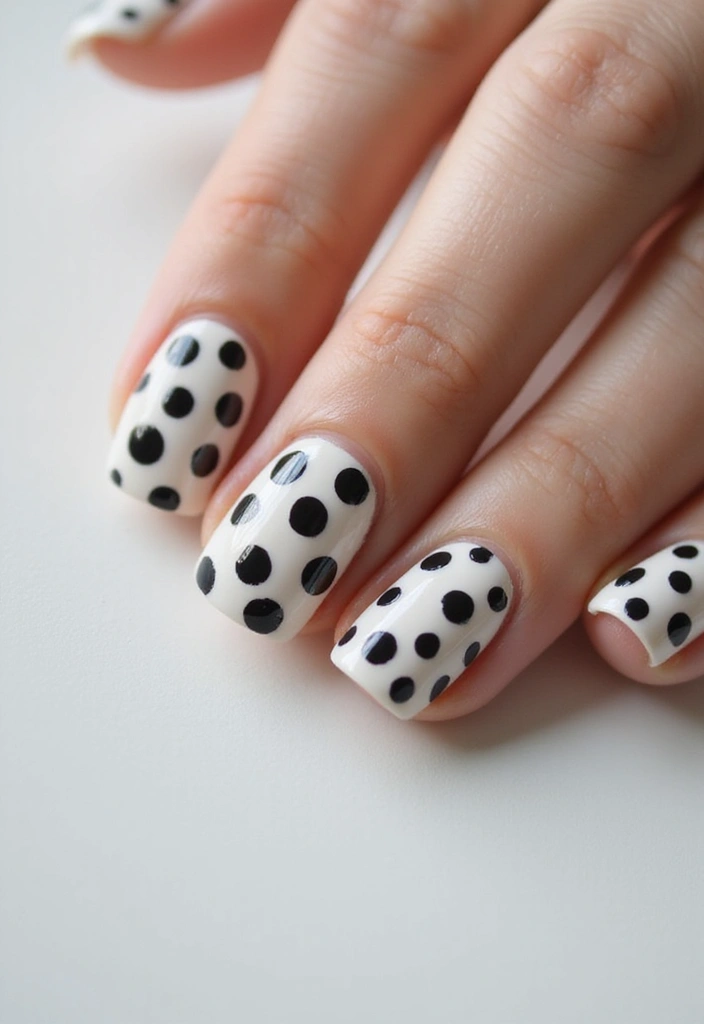21 Minimalist Black and White Nail Designs That Are Perfect for Every Occasion! - 1. Classic Polka Dots