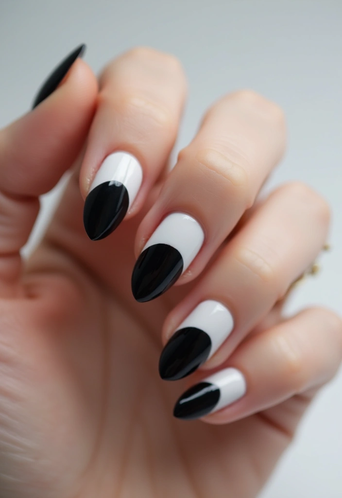 21 Minimalist Black and White Nail Designs That Are Perfect for Every Occasion! - 12. Half-Moon Design