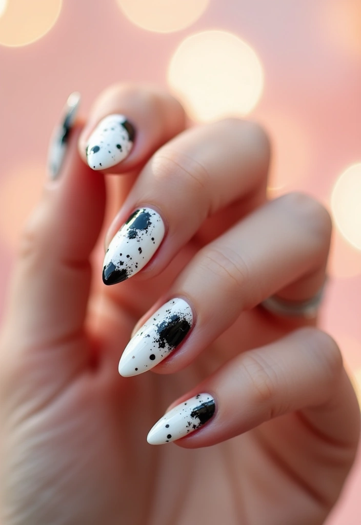 21 Minimalist Black and White Nail Designs That Are Perfect for Every Occasion! - 4. Splatter Art
