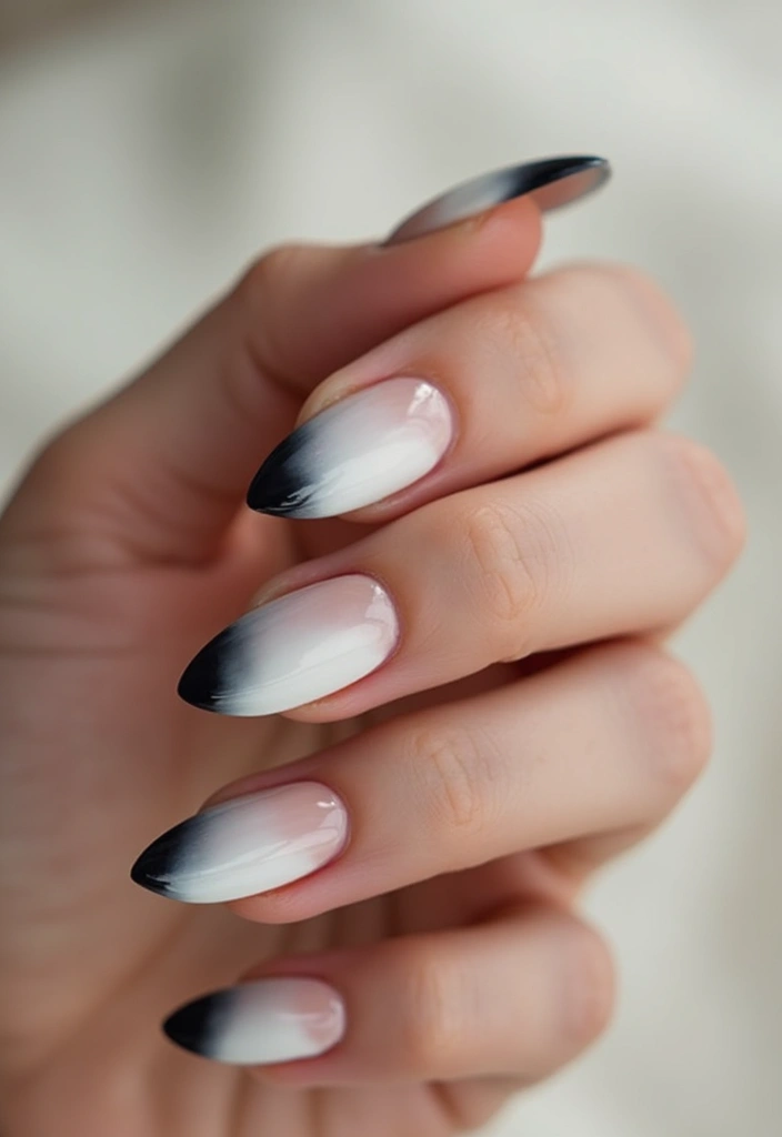 21 Minimalist Black and White Nail Designs That Are Perfect for Every Occasion! - 7. Ombre Effect