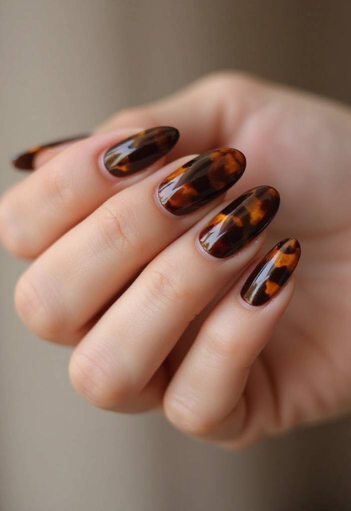 25 Mixed Animal Print Nail Designs That Will Make Your Friends Jealous! - 1. Tortoise Shell Elegance
