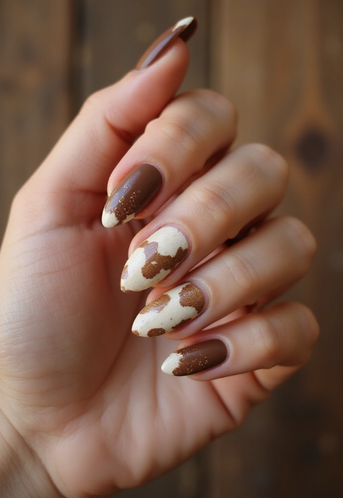 25 Mixed Animal Print Nail Designs That Will Make Your Friends Jealous! - 10. Rustic Cow Print