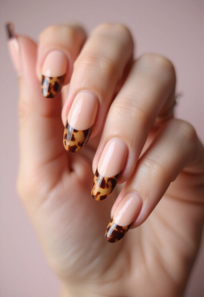 25 Mixed Animal Print Nail Designs That Will Make Your Friends Jealous! - 13. Classy Tortoise Tips