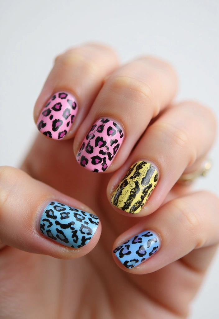 25 Mixed Animal Print Nail Designs That Will Make Your Friends Jealous! - 15. Colorful Mixed Animal Prints