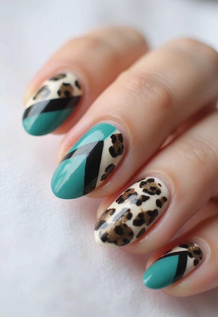 25 Mixed Animal Print Nail Designs That Will Make Your Friends Jealous! - 16. Geometric Animal Prints
