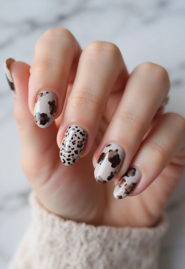 25 Mixed Animal Print Nail Designs That Will Make Your Friends Jealous! - 20. Subtle Elegance with Mixed Prints