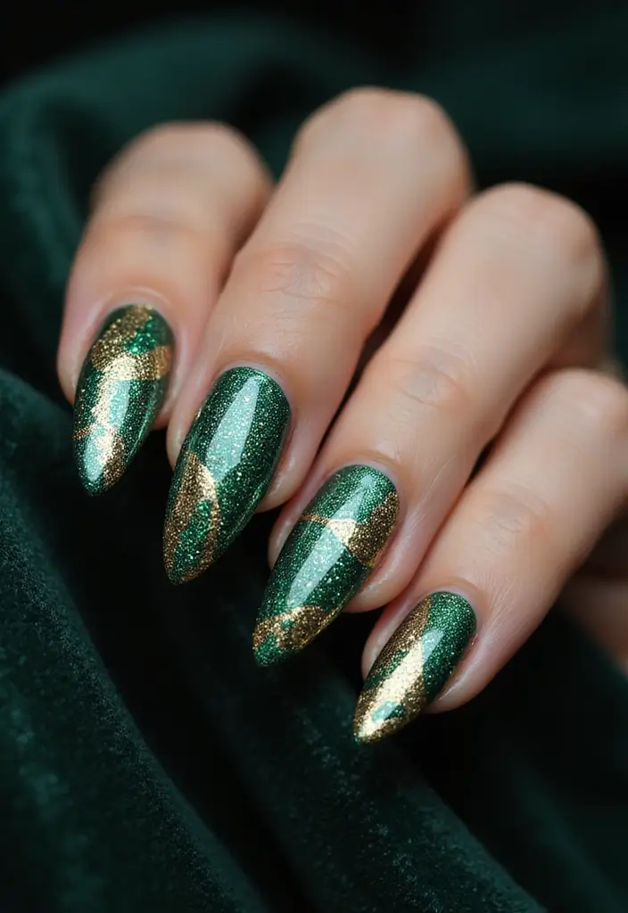 25 Mixed Animal Print Nail Designs That Will Make Your Friends Jealous! - 23. Glittery Snake Prints