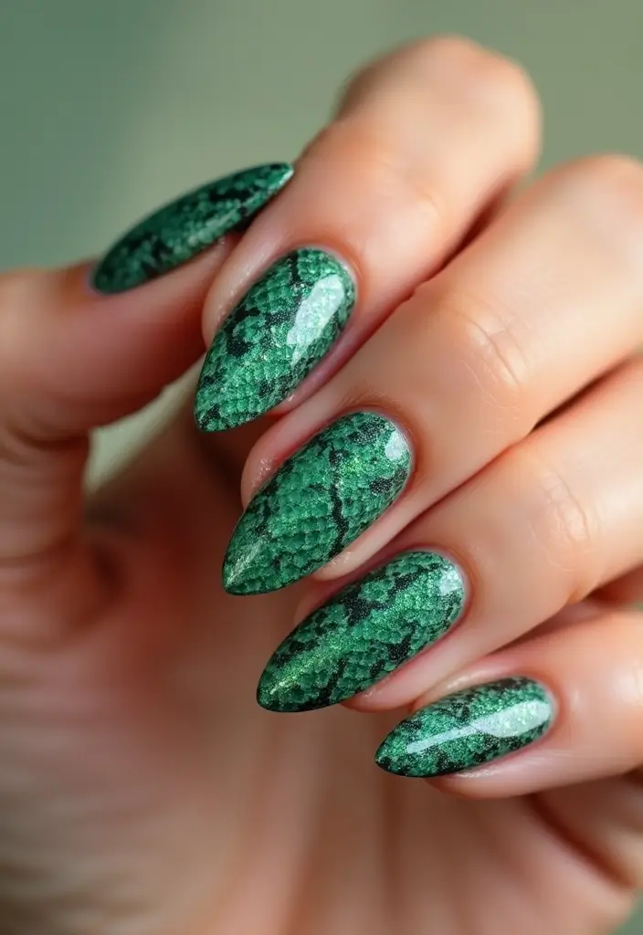 25 Mixed Animal Print Nail Designs That Will Make Your Friends Jealous! - 4. Serpentine Shine