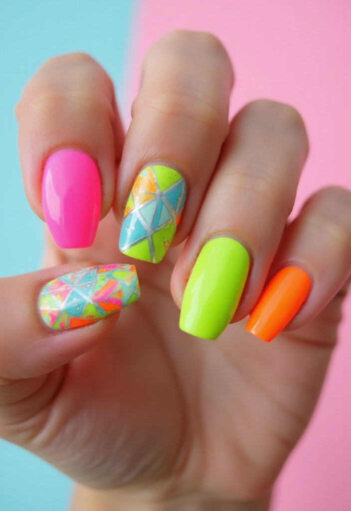 25 Trendy Nail Designs You Must Try in 2025 (Prepare to Be WOWed by #12!) - 9. Neon Vibes