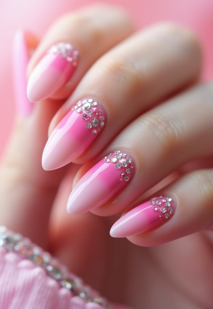 5 Glam Rhinestone Nail Designs You Need to Try (Warning: #8 Is Beyond Gorgeous!) - 2. Ombre Glam with Rhinestone Accents