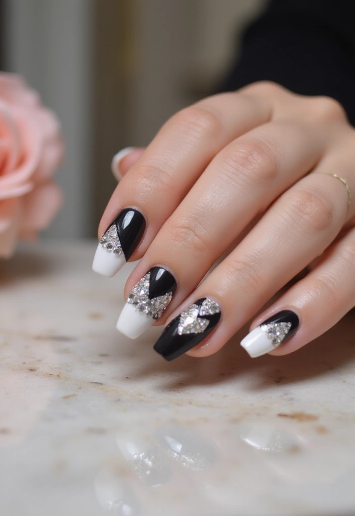 5 Glam Rhinestone Nail Designs You Need to Try (Warning: #8 Is Beyond Gorgeous!) - 3. Geometric Designs with Rhinestone Detailing