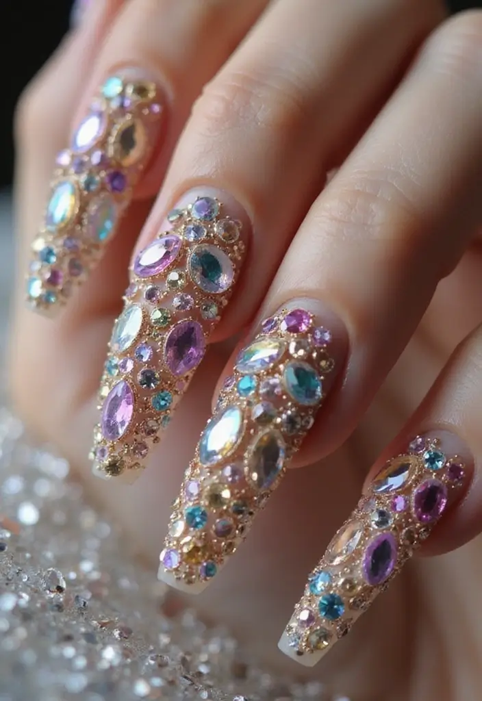 5 Glam Rhinestone Nail Designs You Need to Try (Warning: #8 Is Beyond Gorgeous!) - 4. Full Bling Sparkle