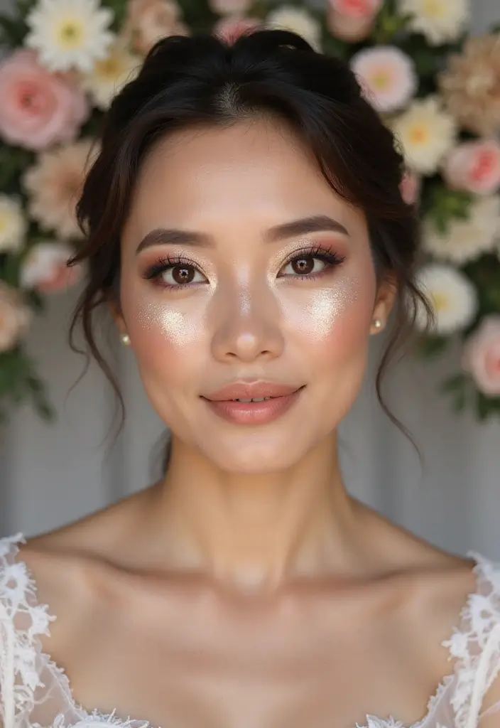 5 Soft and Elegant Wedding Makeup Looks That Will Take Your Breath Away! - 4. Enchanting Glow with Metallic Accents