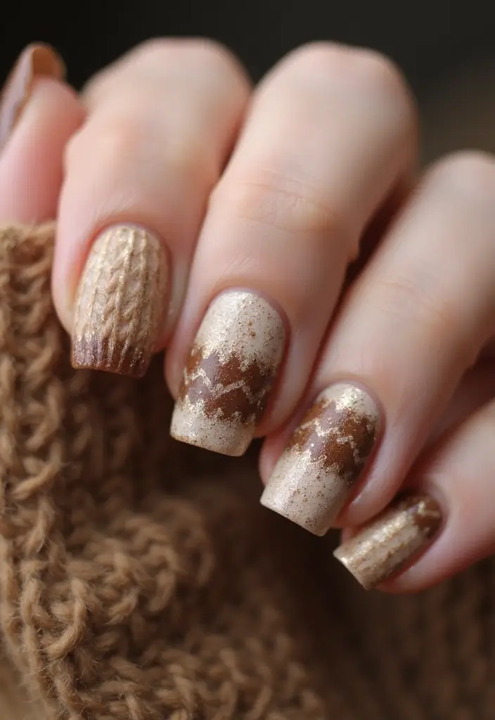 15 Adorable Short Autumn Nails Designs That'll Make You Fall in Love! - 1. Cozy Sweater Patterns