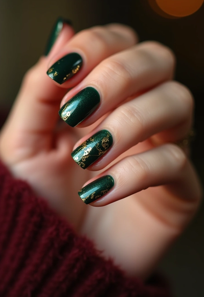 15 Adorable Short Autumn Nails Designs That'll Make You Fall in Love! - 10. Rustic Gold Foil