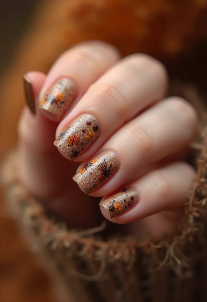 15 Adorable Short Autumn Nails Designs That'll Make You Fall in Love! - 9. Pinecone Bliss