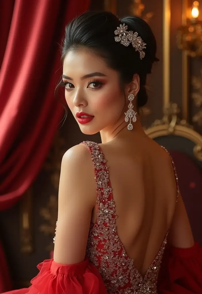 15 Moños Chic para Eventos que Te Harán Lucir como una Estrella (¡El #3 es Impresionante!) - 4. Moño Alto Glamuroso