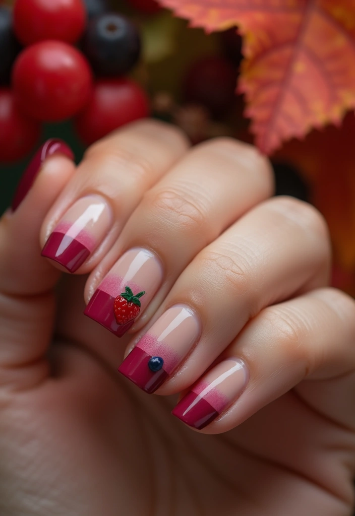 12 Jaw-Dropping Autumn Nails That Pair Perfectly with Classic French Tips - 3. Berry Bliss French Tips