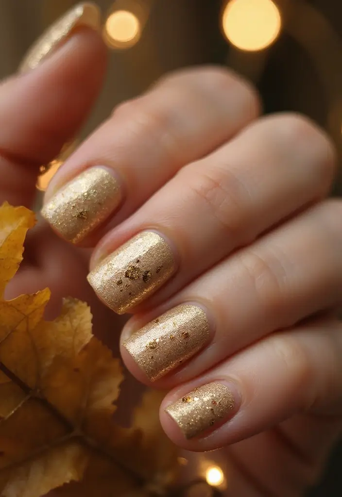 12 Jaw-Dropping Autumn Nails That Pair Perfectly with Classic French Tips - 4. Glittering Gold French Tips