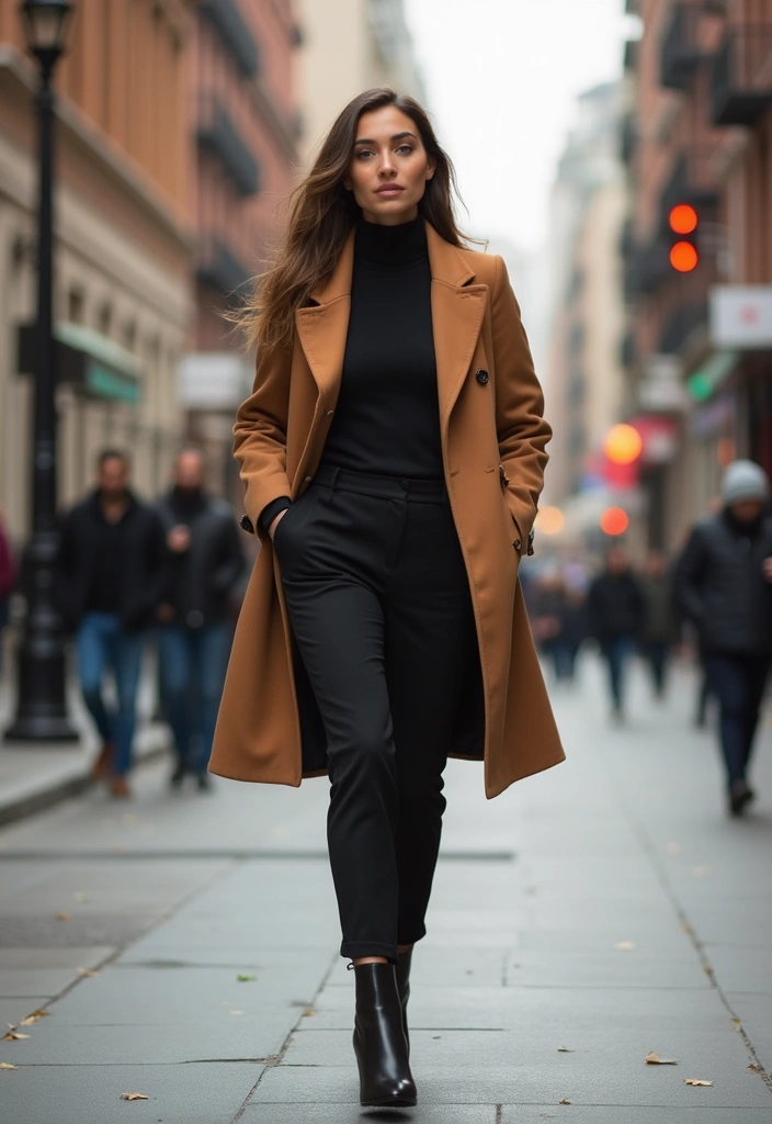 15 Fall Fashion Outfits That Will Turn Heads Everywhere You Go! - 3. Statement Coat and Turtleneck Ensemble