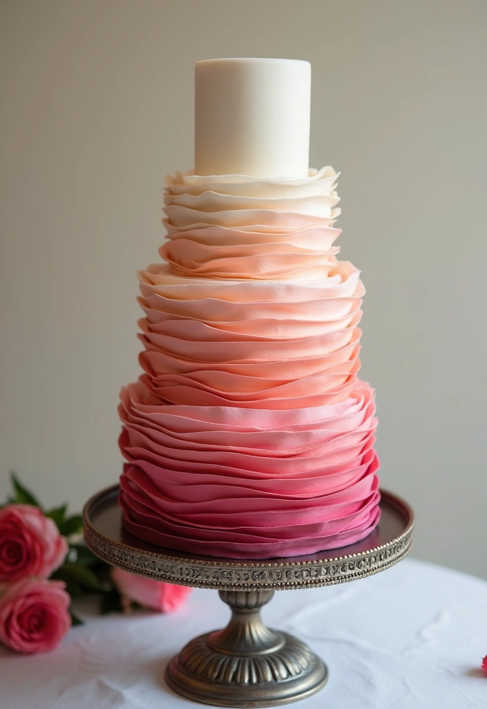 17 Mouth-Watering Wedding Cake Designs That’ll Leave You Drooling (#6 Will Blow Your Mind!) - 13. Ombre Delight: Fade Away Colors