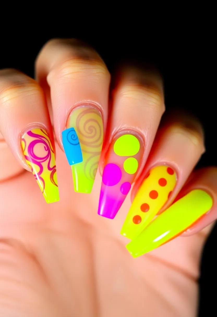 20 Stunning Acrylic Nail Art Designs You Won't Believe Are DIY! - 17. Neon Brights