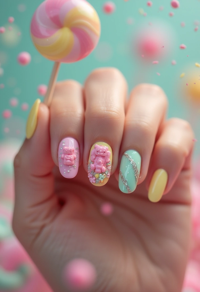 20 Unique 3D Nail Ideas That Will Inspire Your Next Manicure (You Won't Believe #3!) - 10. Whimsical Candy Land