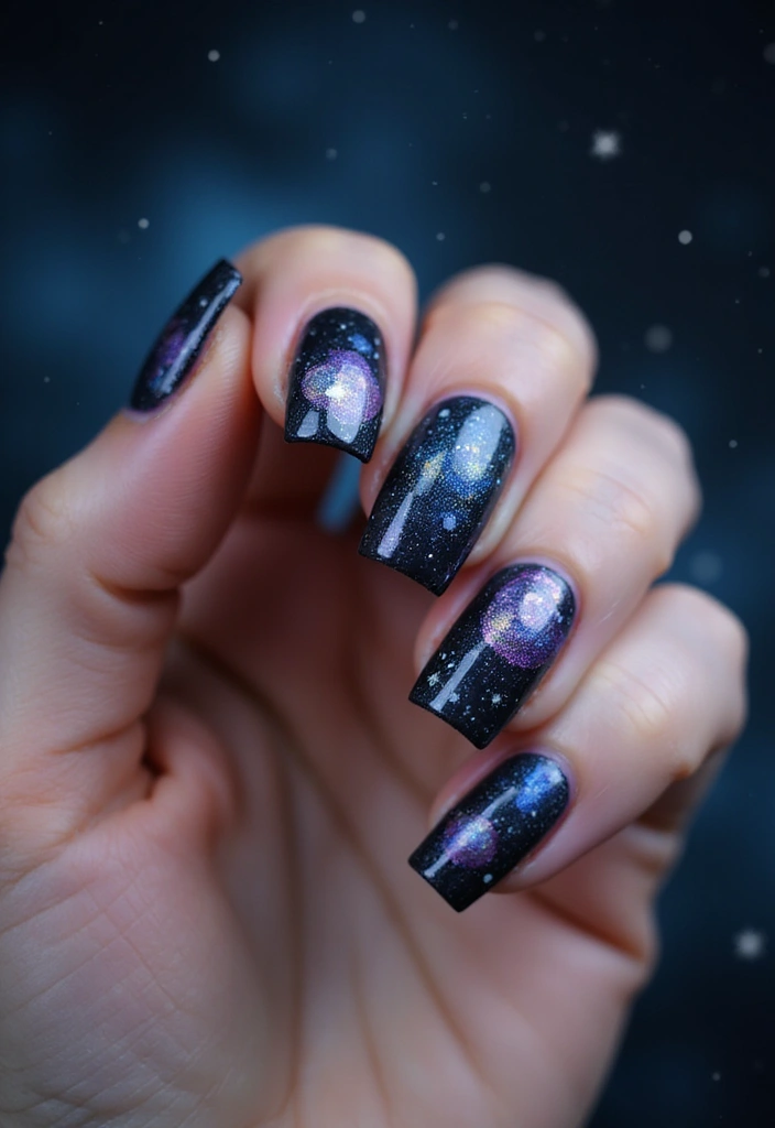 20 Unique 3D Nail Ideas That Will Inspire Your Next Manicure (You Won't Believe #3!) - 11. Celestial Bodies