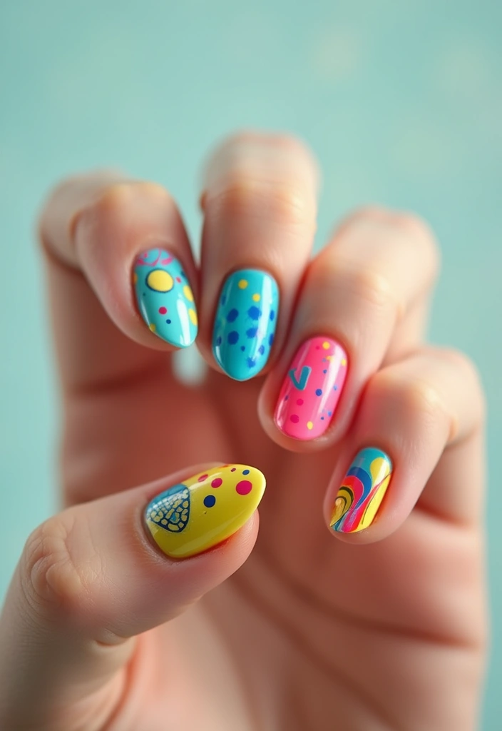 20 Unique 3D Nail Ideas That Will Inspire Your Next Manicure (You Won't Believe #3!) - 13. Retro 3D Pop Art