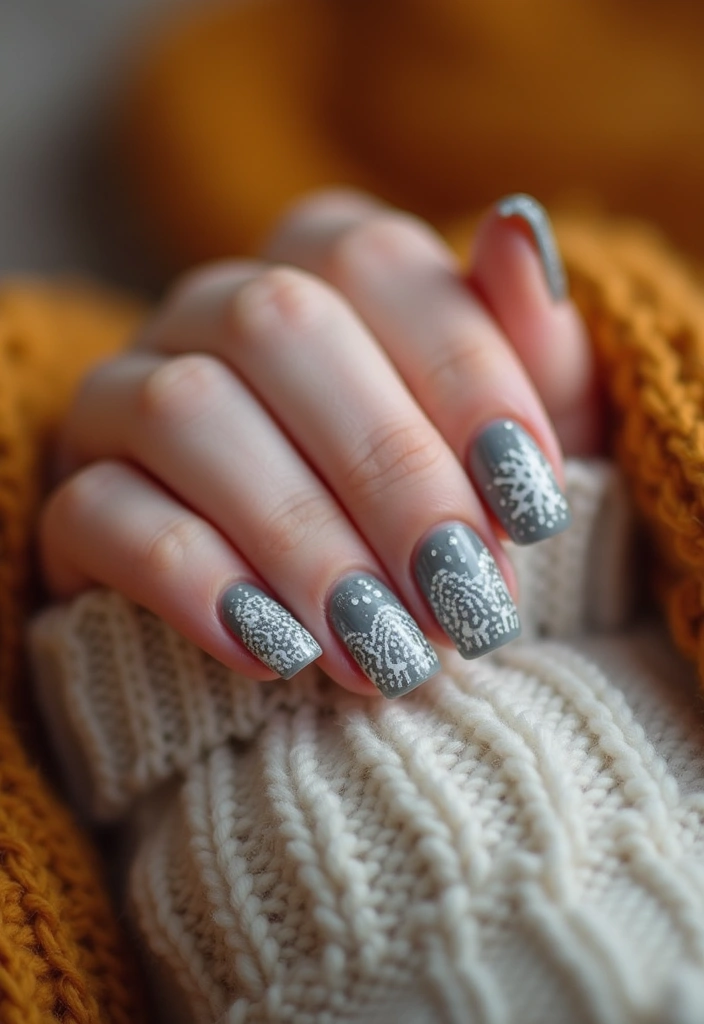 10 Simple Fall Nails for Short Fingers That Will Make You Fall in Love! - 4. Cozy Sweater Patterns