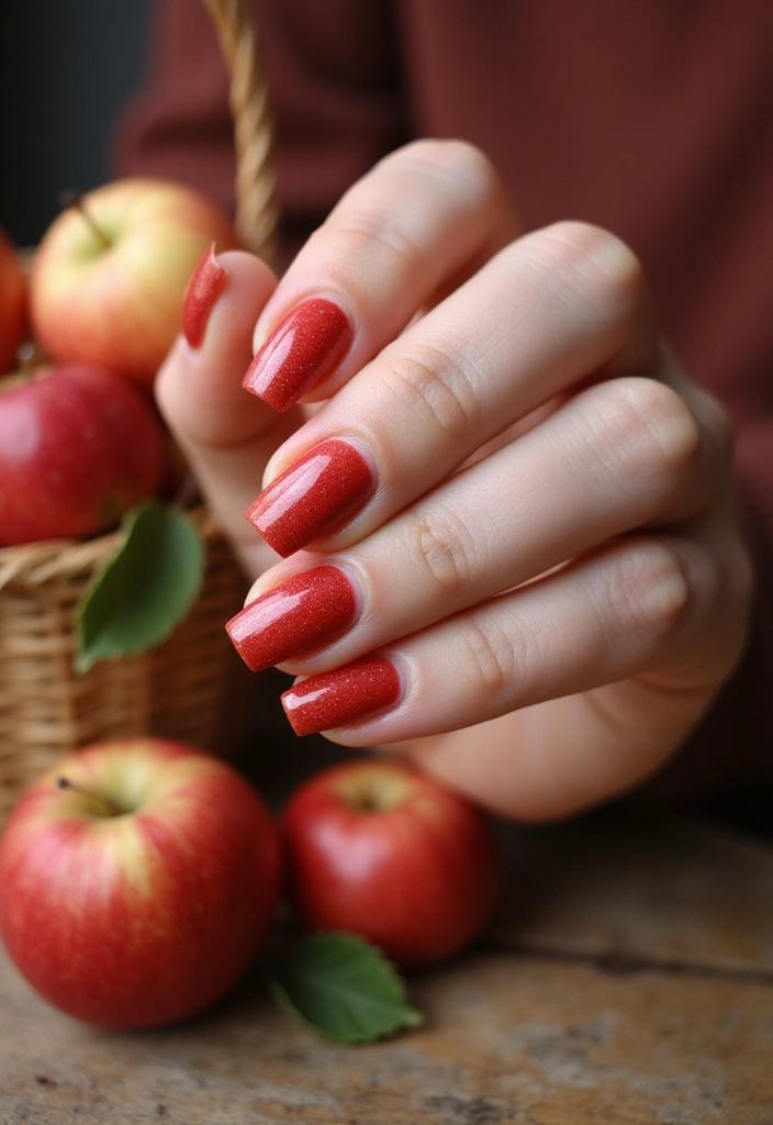 10 Stunning Cat Eye Fall Nails That Will Make You Fall in Love with Autumn! - 2. Rustic Apple Red