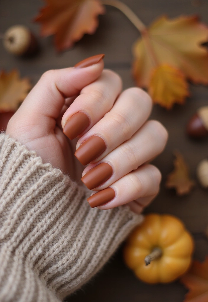 10 Stunning Cat Eye Fall Nails That Will Make You Fall in Love with Autumn! - 4. Cozy Chestnut Brown