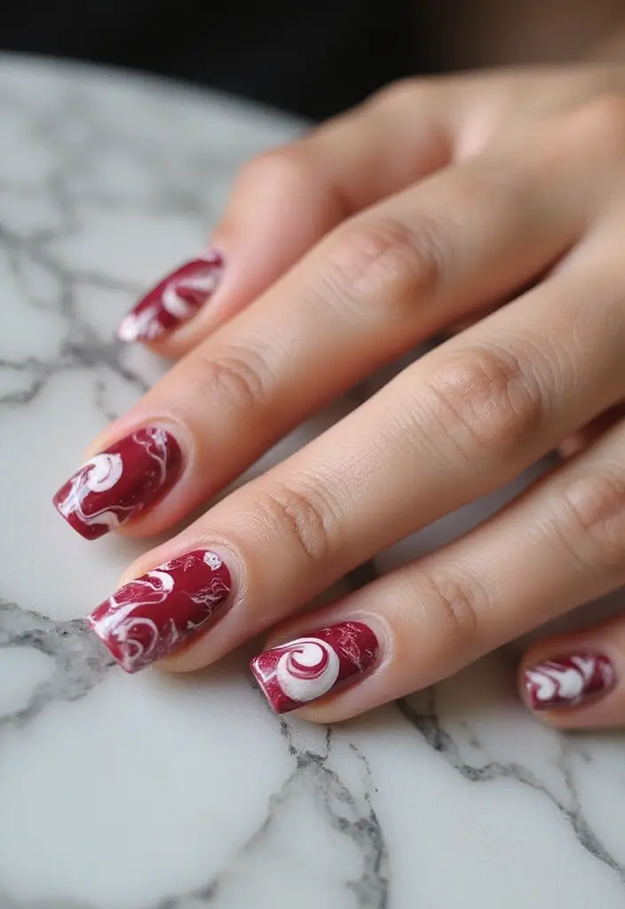 10 Stunning Fall Nails in Red That Will Make You Fall in Love! - 4. Red Marble Effect