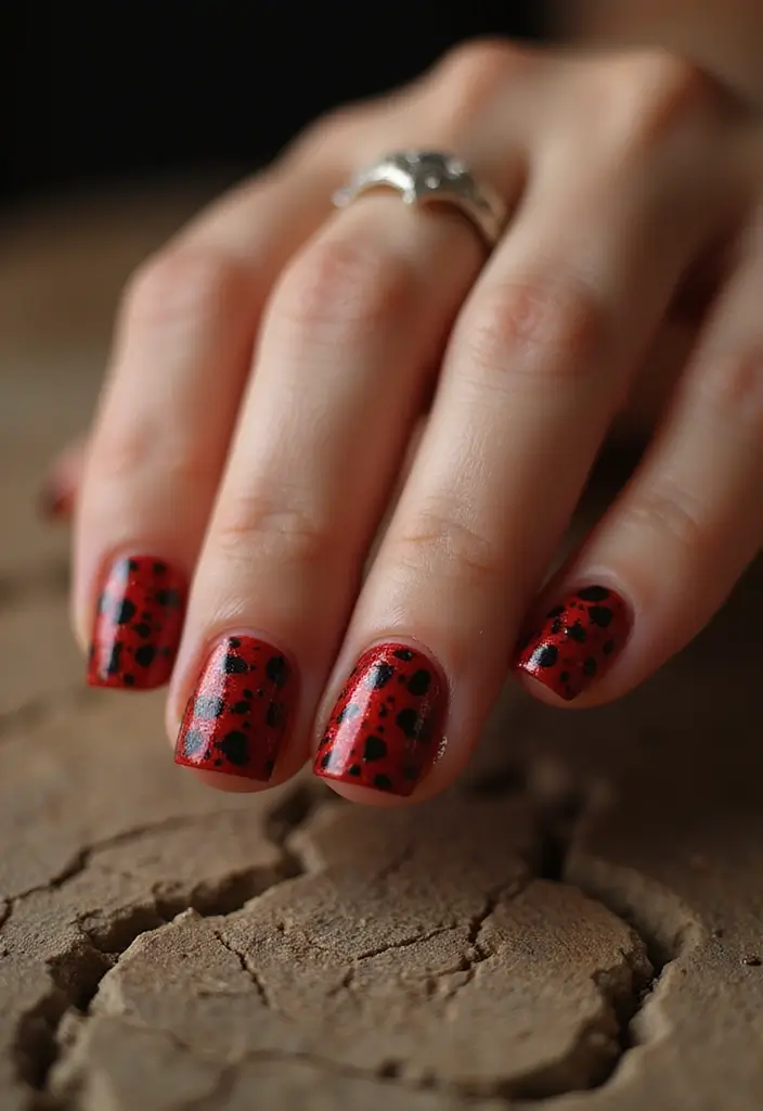 10 Stunning Fall Nails in Red That Will Make You Fall in Love! - 8. Red with Animal Print