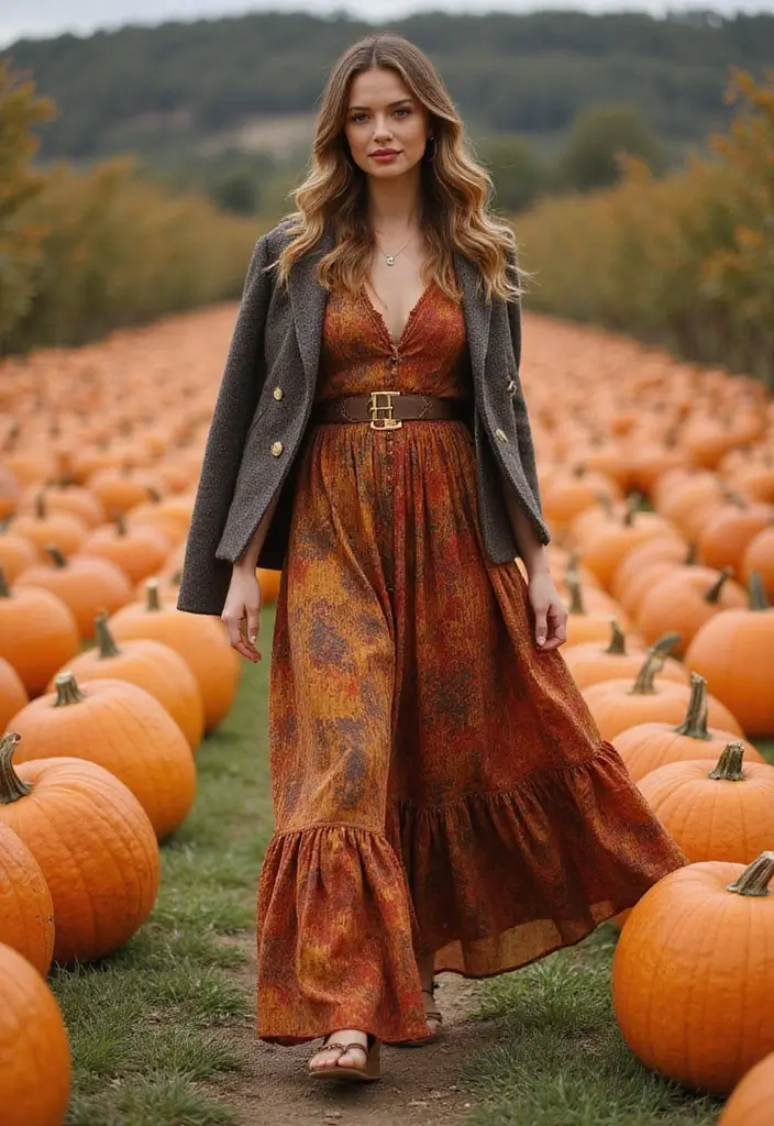 21 Fall Outfits for Women That Will Make You the Envy of Every Pumpkin Patch! (#14 Is a Must-See!) - 13. Layered Maxi Dress