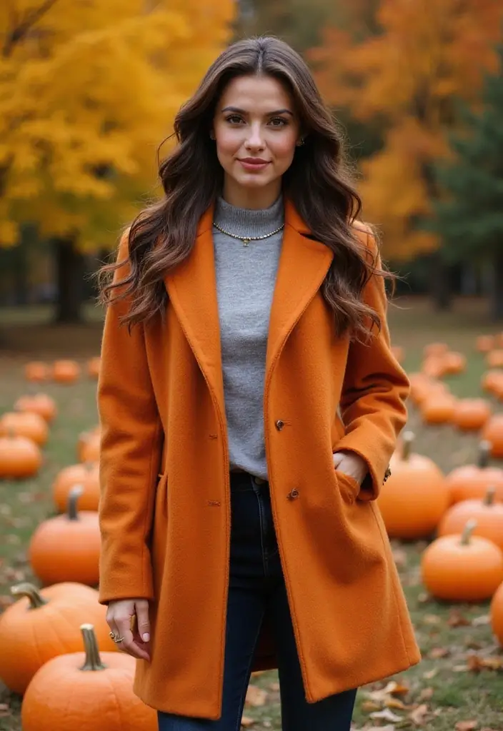21 Fall Outfits for Women That Will Make You the Envy of Every Pumpkin Patch! (#14 Is a Must-See!) - 15. Statement Coat + Simple Outfit