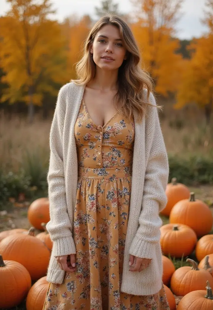 21 Fall Outfits for Women That Will Make You the Envy of Every Pumpkin Patch! (#14 Is a Must-See!) - 21. Fall Floral Outfit