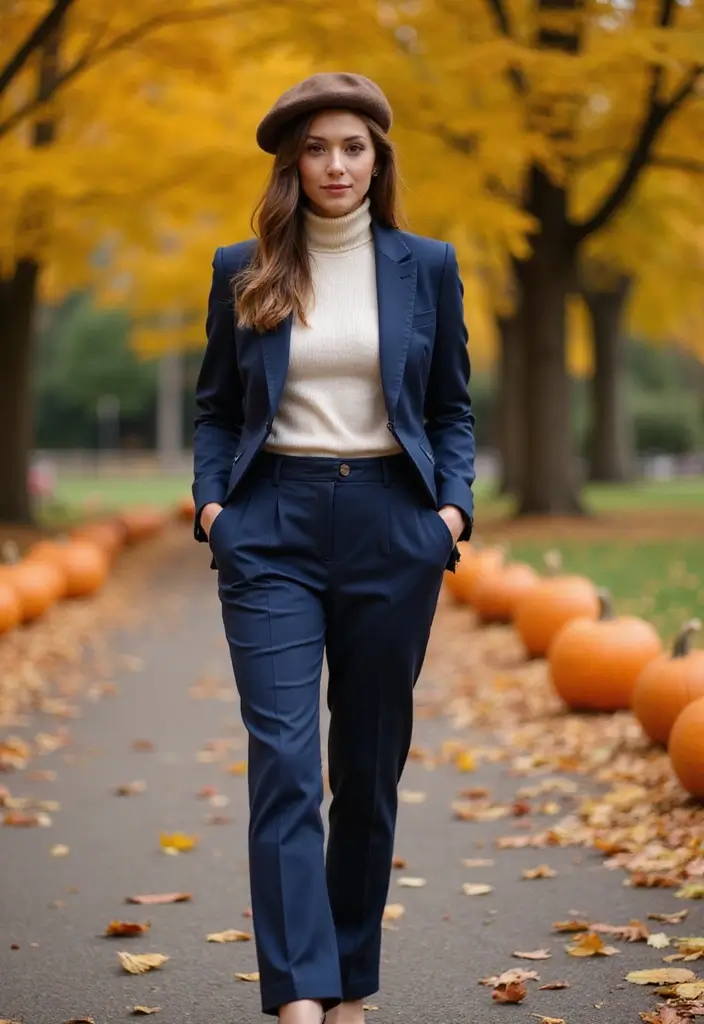 21 Fall Outfits for Women That Will Make You the Envy of Every Pumpkin Patch! (#14 Is a Must-See!) - 3. Chic Beret + Tailored Trousers