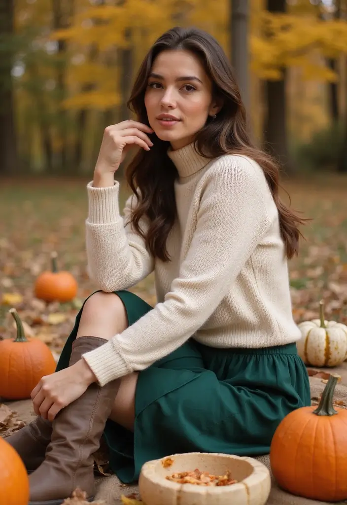 21 Fall Outfits for Women That Will Make You the Envy of Every Pumpkin Patch! (#14 Is a Must-See!) - 8. Pleated Skirt + Sweater Combo