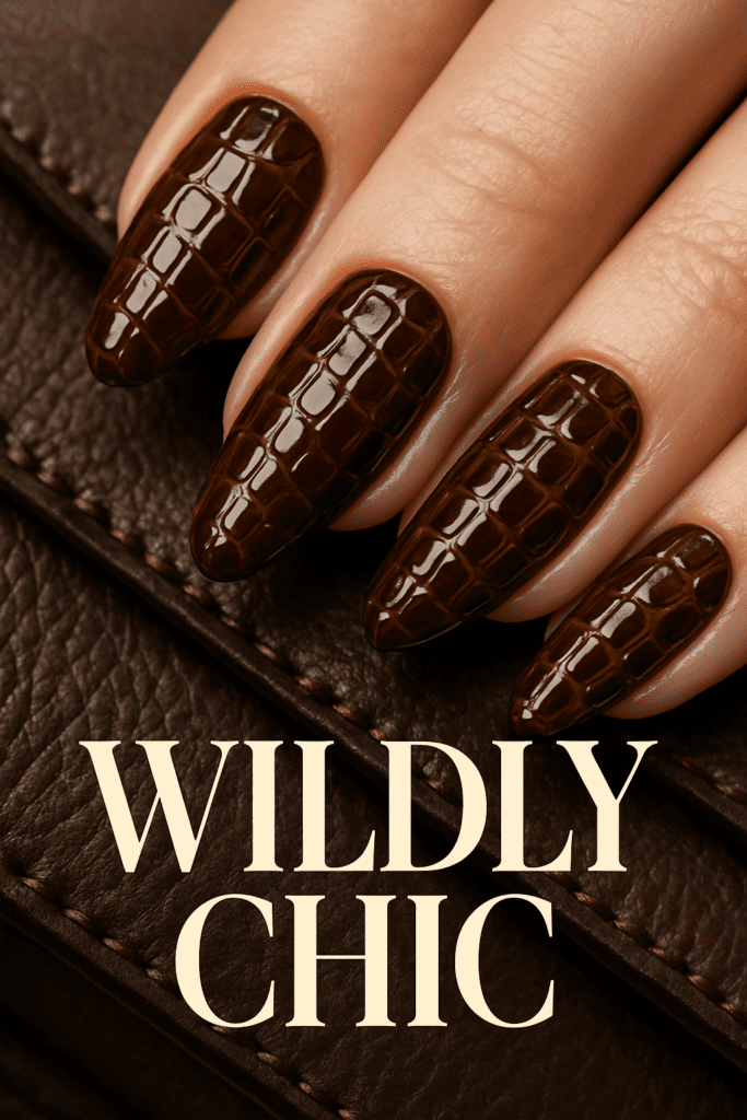 Chocolate Croc Nails: A Bold Pattern for Modern Style