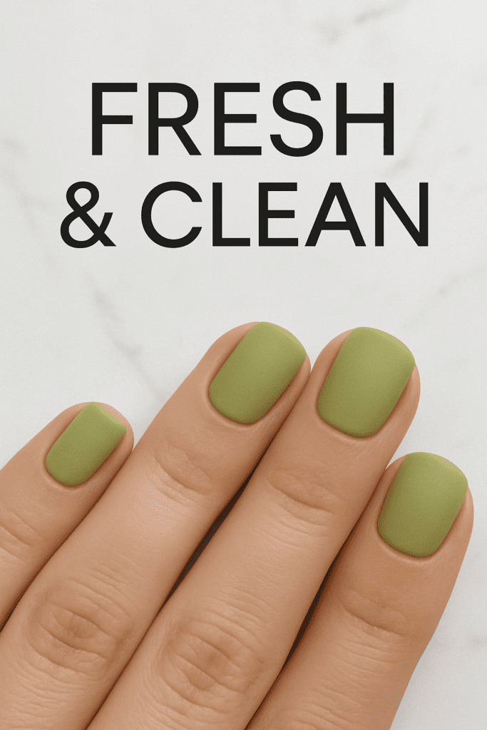 Limewash Nails: Elegant Olive Green Matte Designs