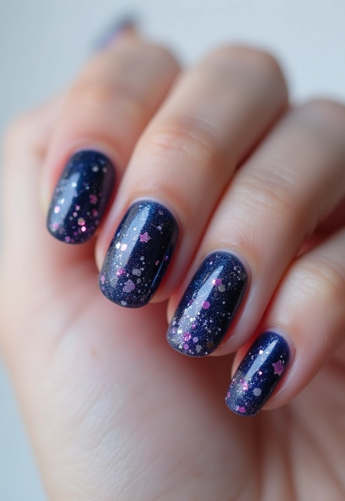 10 Stunning Barbiecore Nail Designs You Must Try in 2025 (Get Ready for Compliments!) - 3. Glitter Galaxy