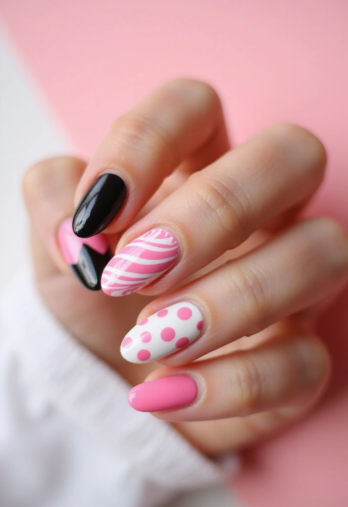10 Stunning Barbiecore Nail Designs You Must Try in 2025 (Get Ready for Compliments!) - 5. Playful Patterns