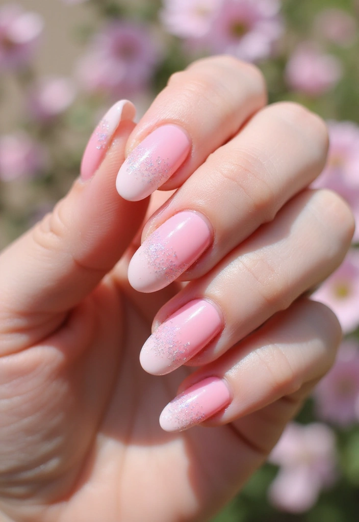 18 Must-Try Summer Pink Acrylic Nail Styles That Will Have Everyone Asking Where You Got Them! - 17. Pink Gradient with Shimmer