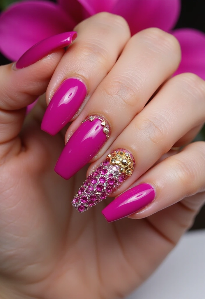 18 Must-Try Summer Pink Acrylic Nail Styles That Will Have Everyone Asking Where You Got Them! - 9. Bold Fuchsia