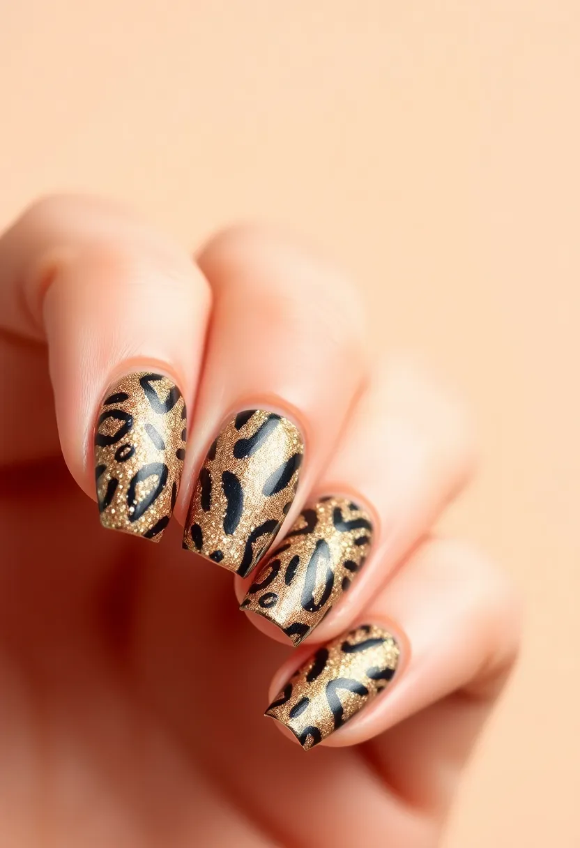 19 Dazzling Glitter Nail Designs for 2025 That Will Make You Sparkle! - 18. Glitter Animal Print
